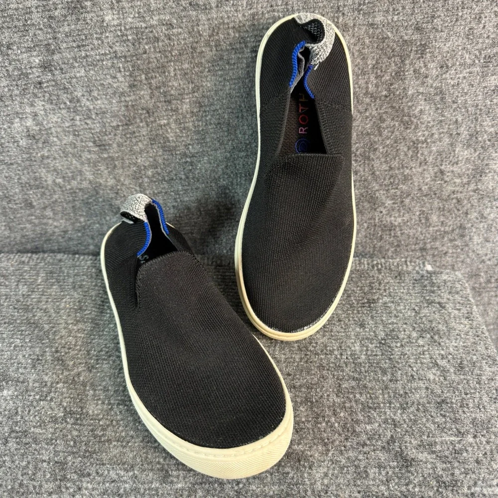 Rothys The Sneaker Black Solid Slip On Knit Shoes Size 4K